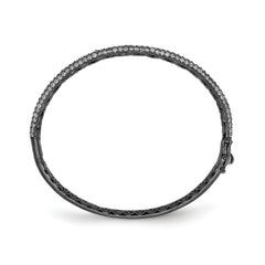 Sterling Shimmer Sterling Silver Black Rhodium-plated 175 Stone Pav‚ CZ Hinged Bangle Bracelet