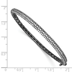 Sterling Shimmer Sterling Silver Black Rhodium-plated 175 Stone Pav‚ CZ Hinged Bangle Bracelet