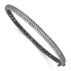 Sterling Shimmer Sterling Silver Black Rhodium-plated 175 Stone Pav‚ CZ Hinged Bangle Bracelet