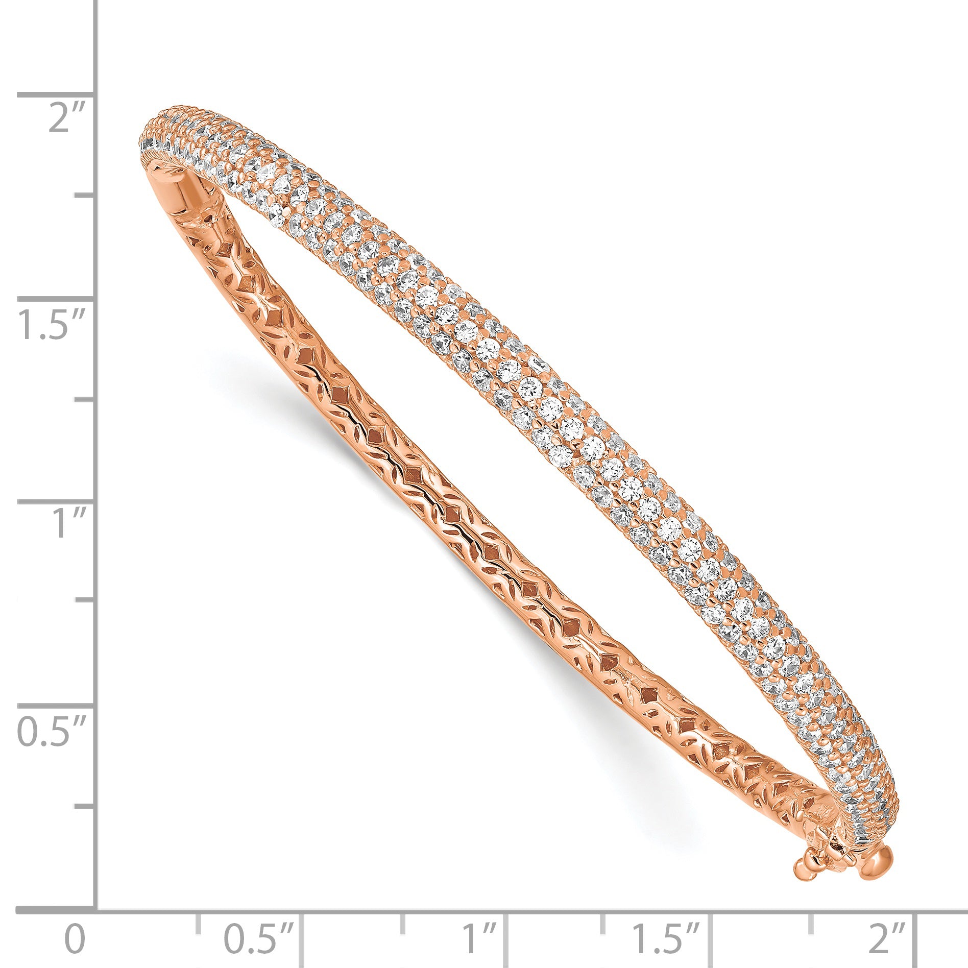 Sterling Shimmer Sterling Silver Rose-tone Flash Rose Gold-plated 175 Stone Pav‚ CZ Hinged Bangle Bracelet