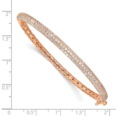 Sterling Shimmer Sterling Silver Rose-tone Flash Rose Gold-plated 175 Stone Pav‚ CZ Hinged Bangle Bracelet