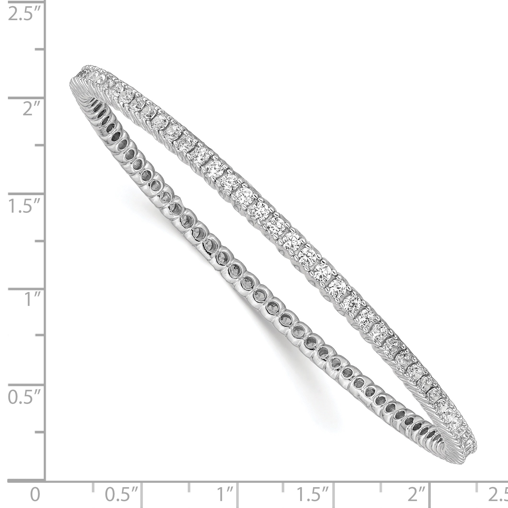 Sterling Shimmer Sterling Silver Rhodium-plated 83 Stone CZ Bangle Bracelet