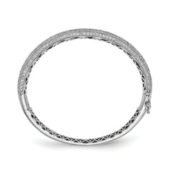 Sterling Shimmer Sterling Silver Rhodium-plated 283 Stone CZ Pav‚ Hinged Bangle