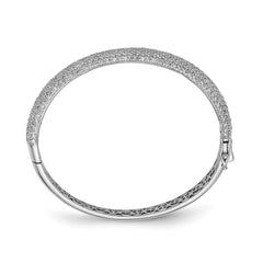 Sterling Shimmer Sterling Silver Rhodium-plated 439 Stone CZ Pav‚ Hinged Bangle