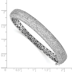 Sterling Shimmer Sterling Silver Rhodium-plated 439 Stone CZ Pav‚ Hinged Bangle