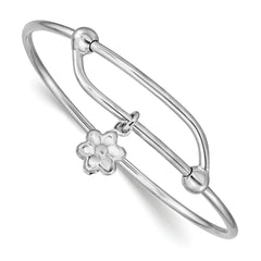 Sterling Silver Rhodium-plated Polished Flower Adjustable Baby Bangle