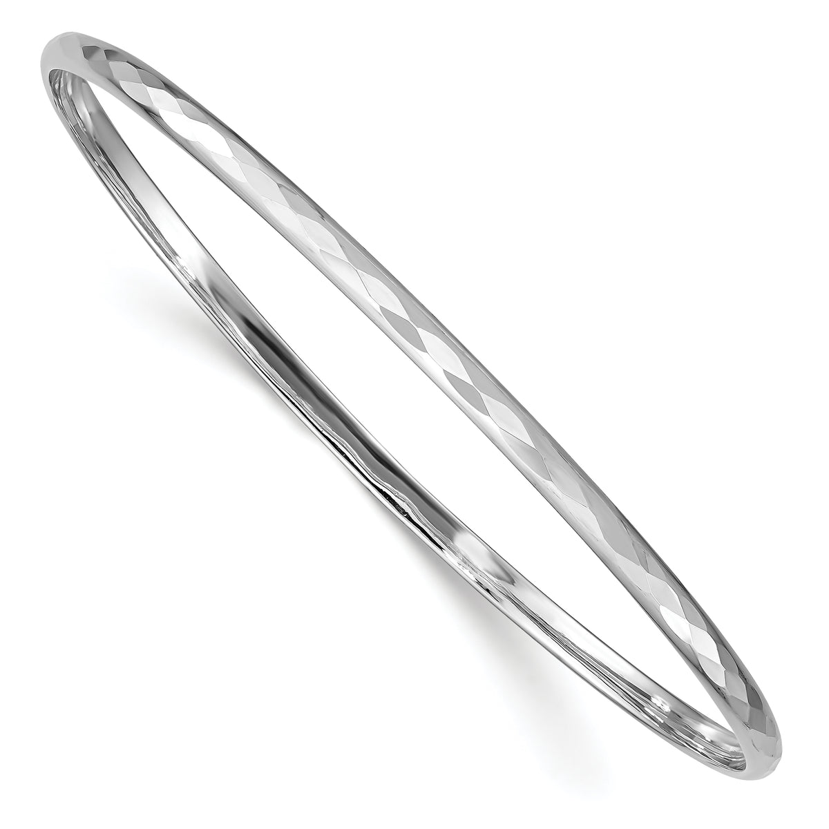 Sterling Silver 3.00mm Rhodium Polished Patterned Bangle