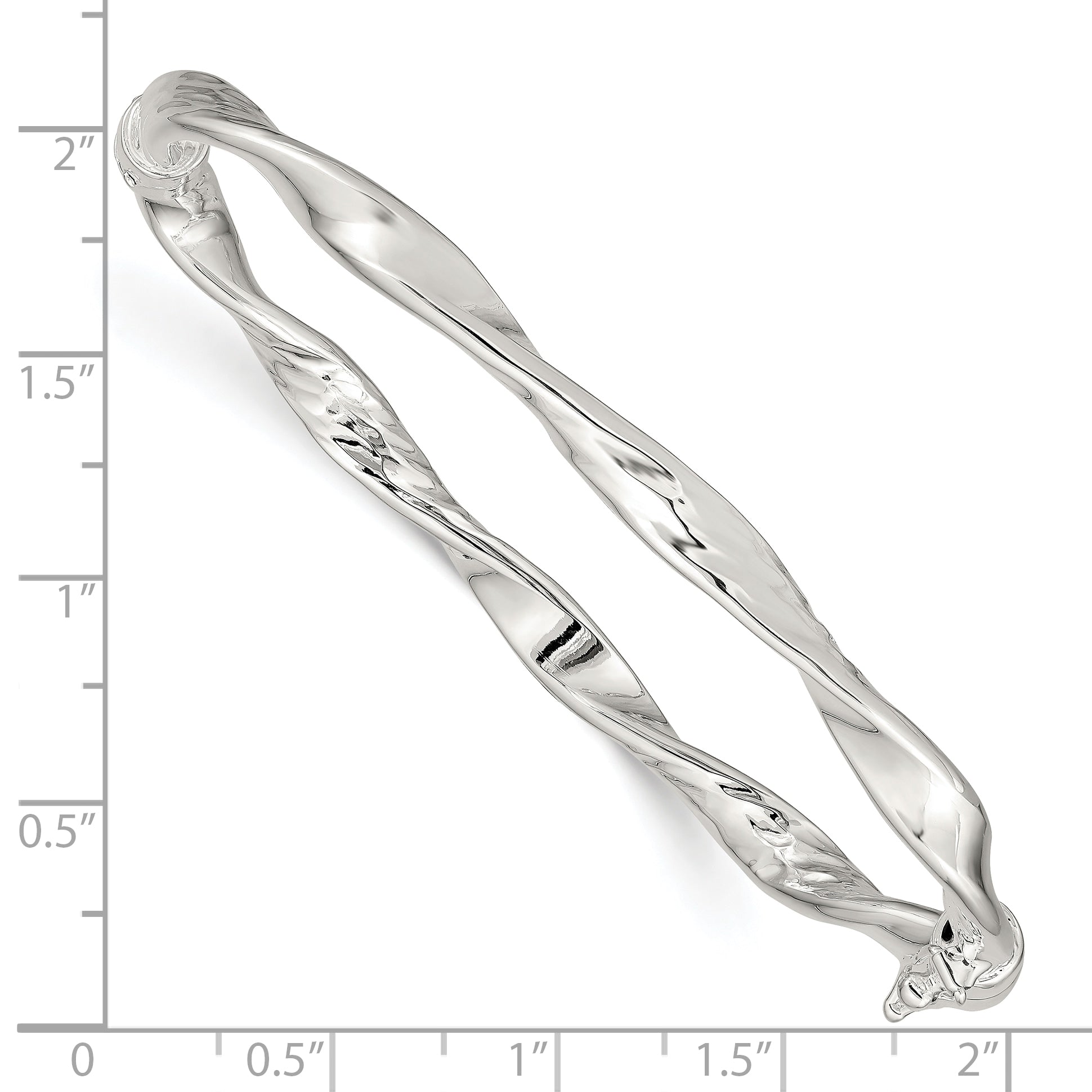 Sterling Silver Rhodium-plated 5.00mm Polished Twisted Hinged Bangle