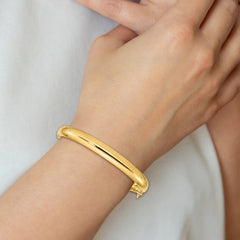 Sterling Silver Gold-plated 8mm Hinged Bangle