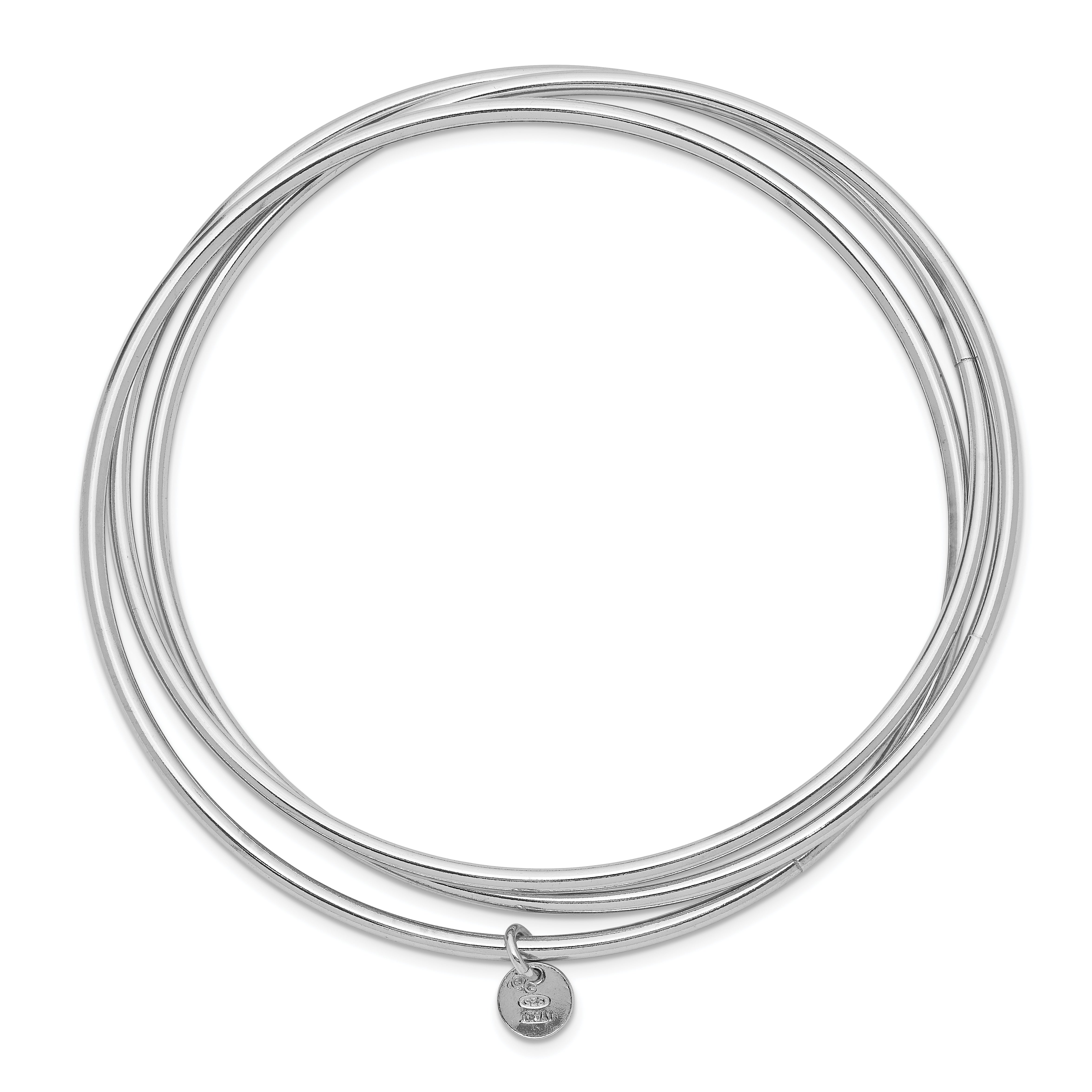 Sterling Silver Rhodium Plated Polished Intertwined Bangle Bracelet