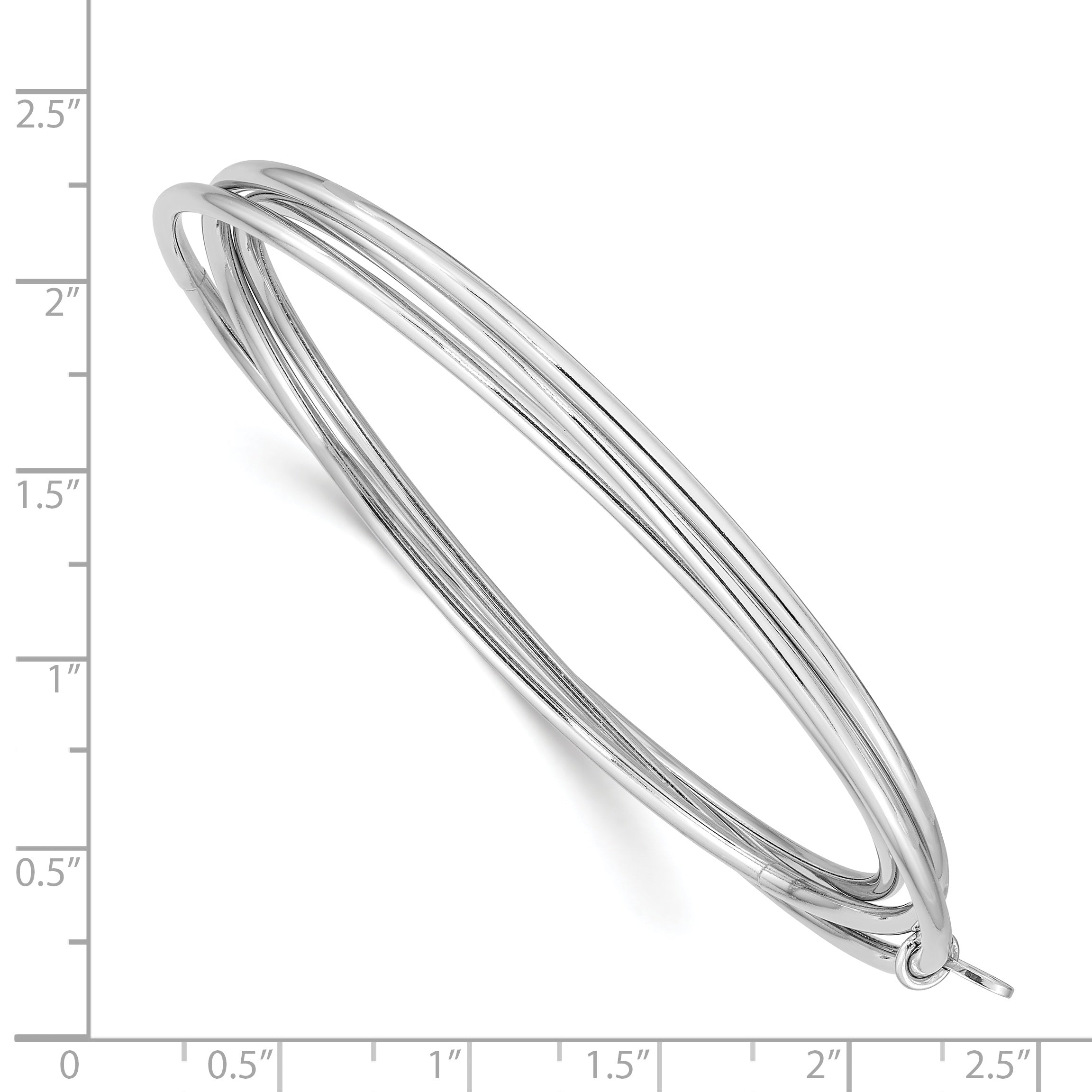 Sterling Silver Rhodium Plated Polished Intertwined Bangle Bracelet