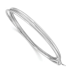 Sterling Silver Rhodium Plated Polished Intertwined Bangle Bracelet