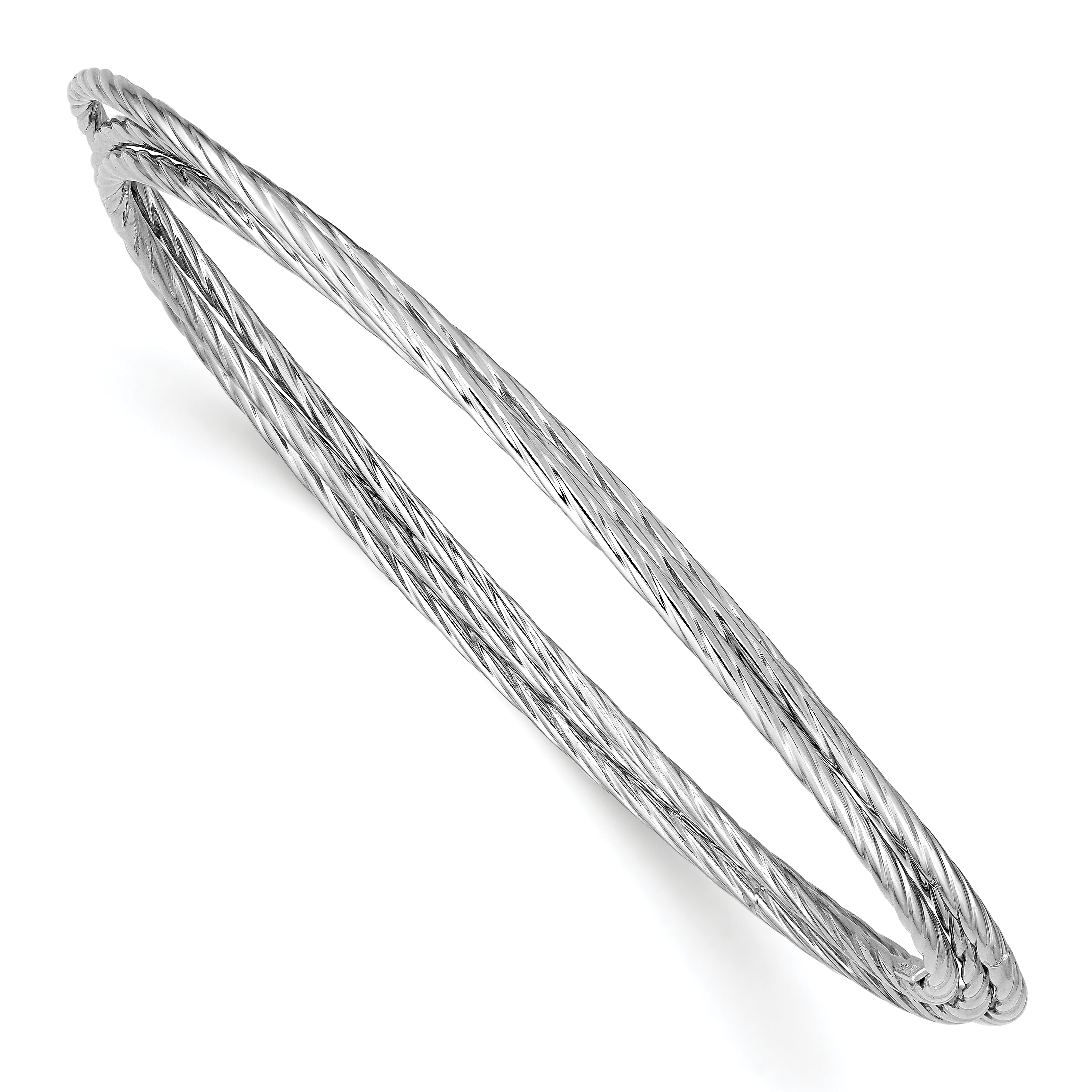 Sterling Silver Rhodium Plated Twisted Intertwined Bangle Bracelet