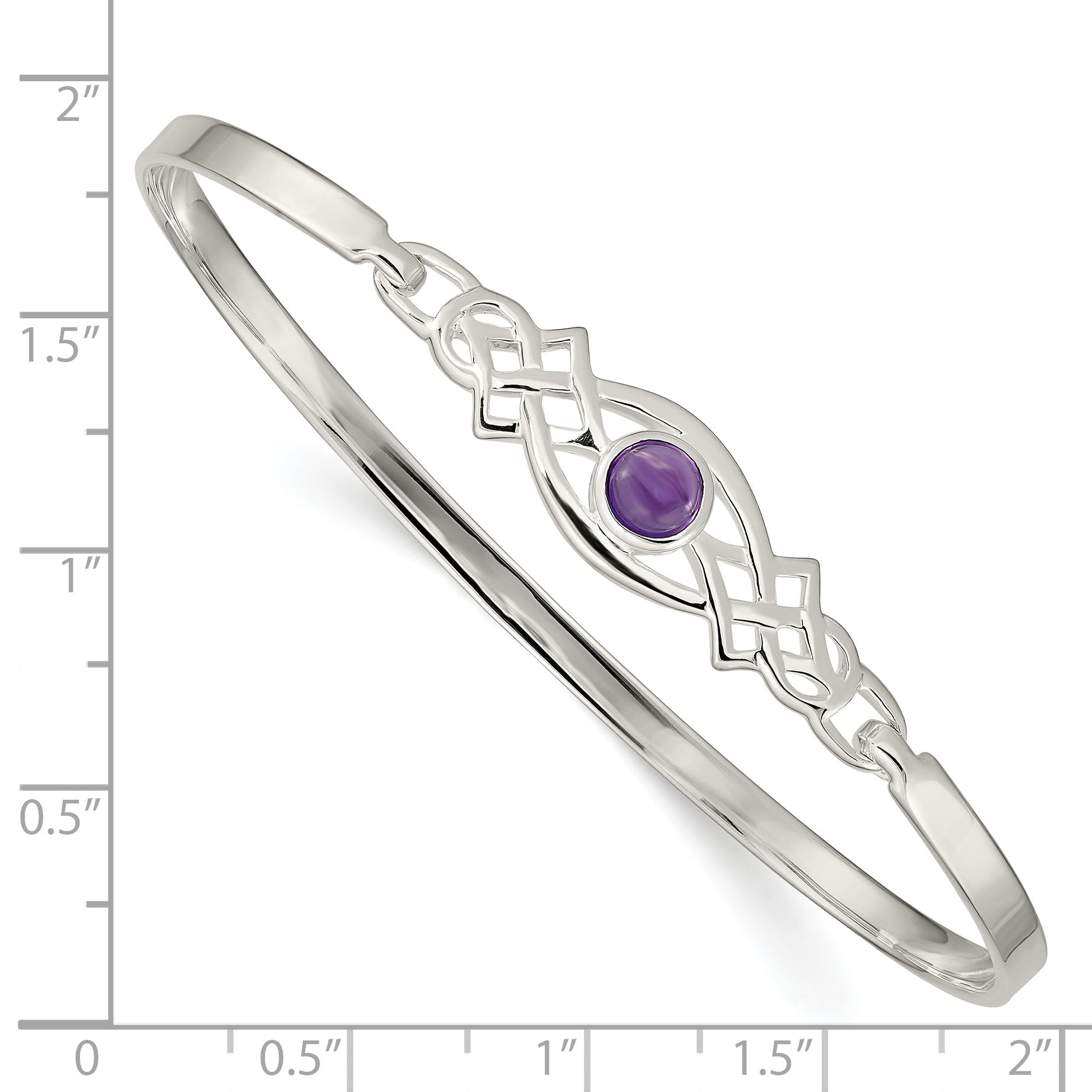 Sterling Silver Amethyst Celtic Knot Bangle Bracelet