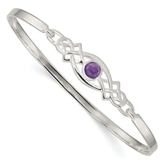 Sterling Silver Amethyst Celtic Knot Bangle Bracelet