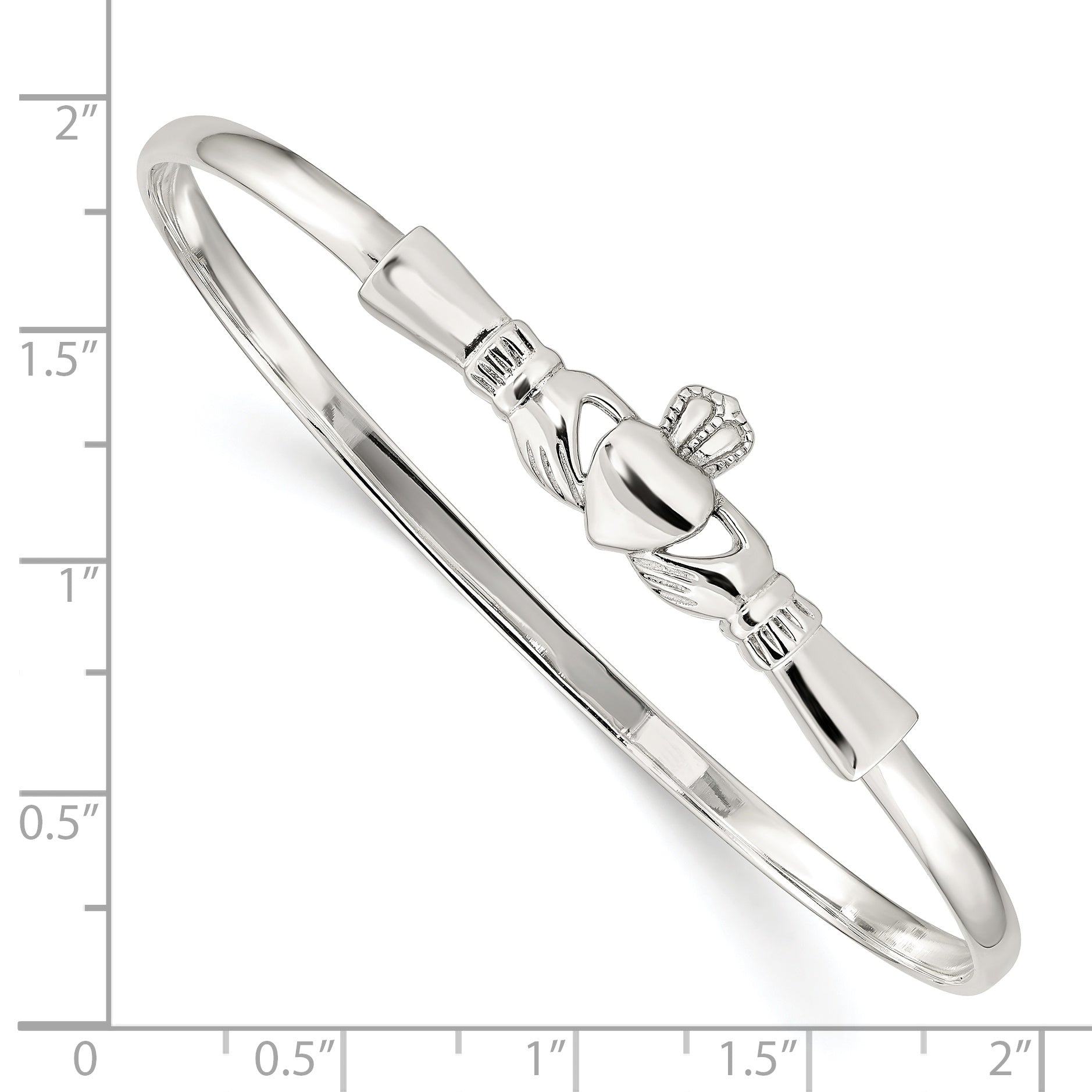 Sophia Jewelers Sterling Silver Claddagh Bangle with Polished Antiqued Finish