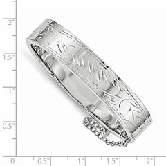 Sterling Silver 925 Child's Bangle with Safety Clasp Polished Finish