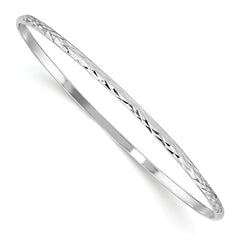 Sterling Silver RH-plated Polished & D/C 2mm Slip On Children's Bangle