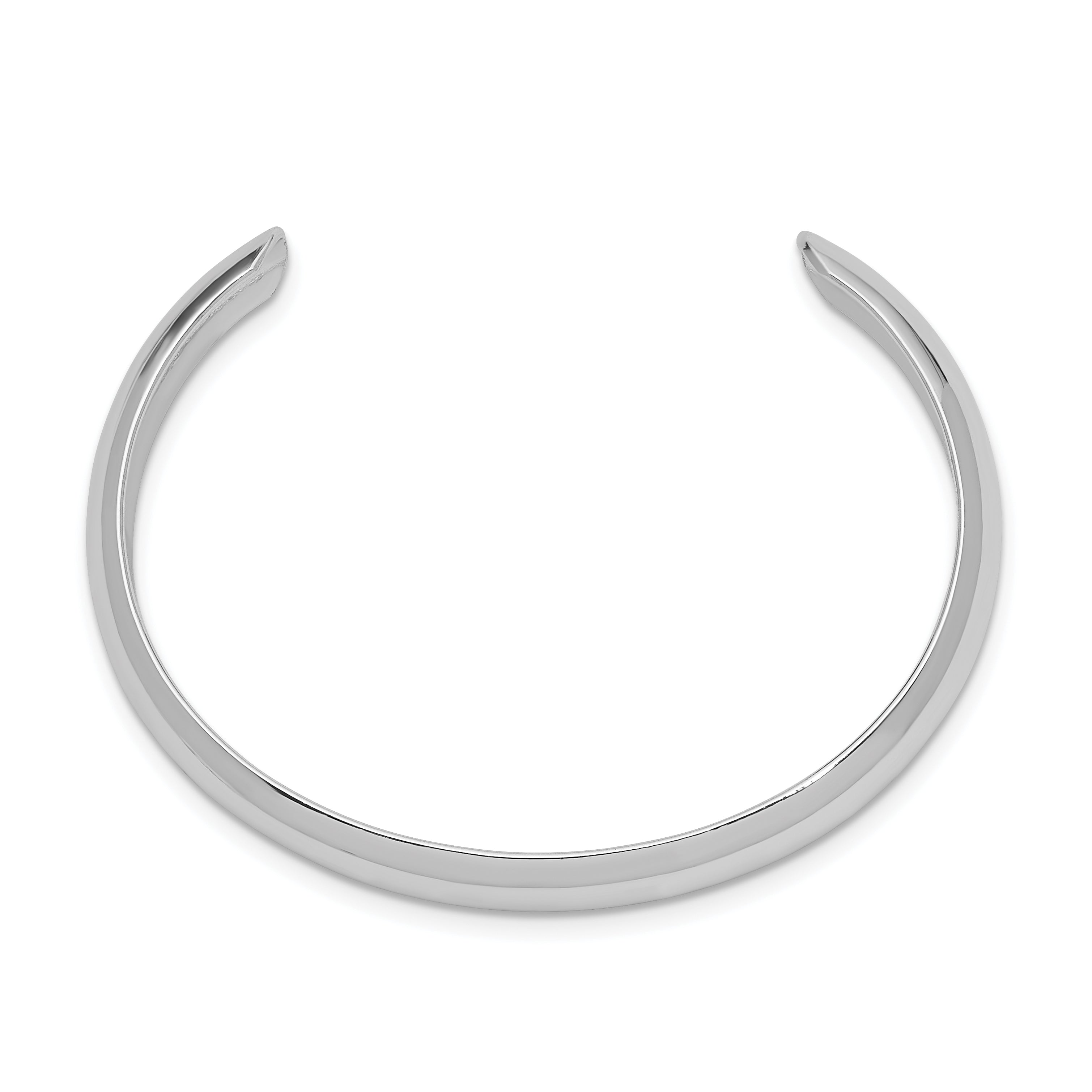 Sterling Silver Rhod-plated Polished & Domed 6mm Children's Cuff Bangle