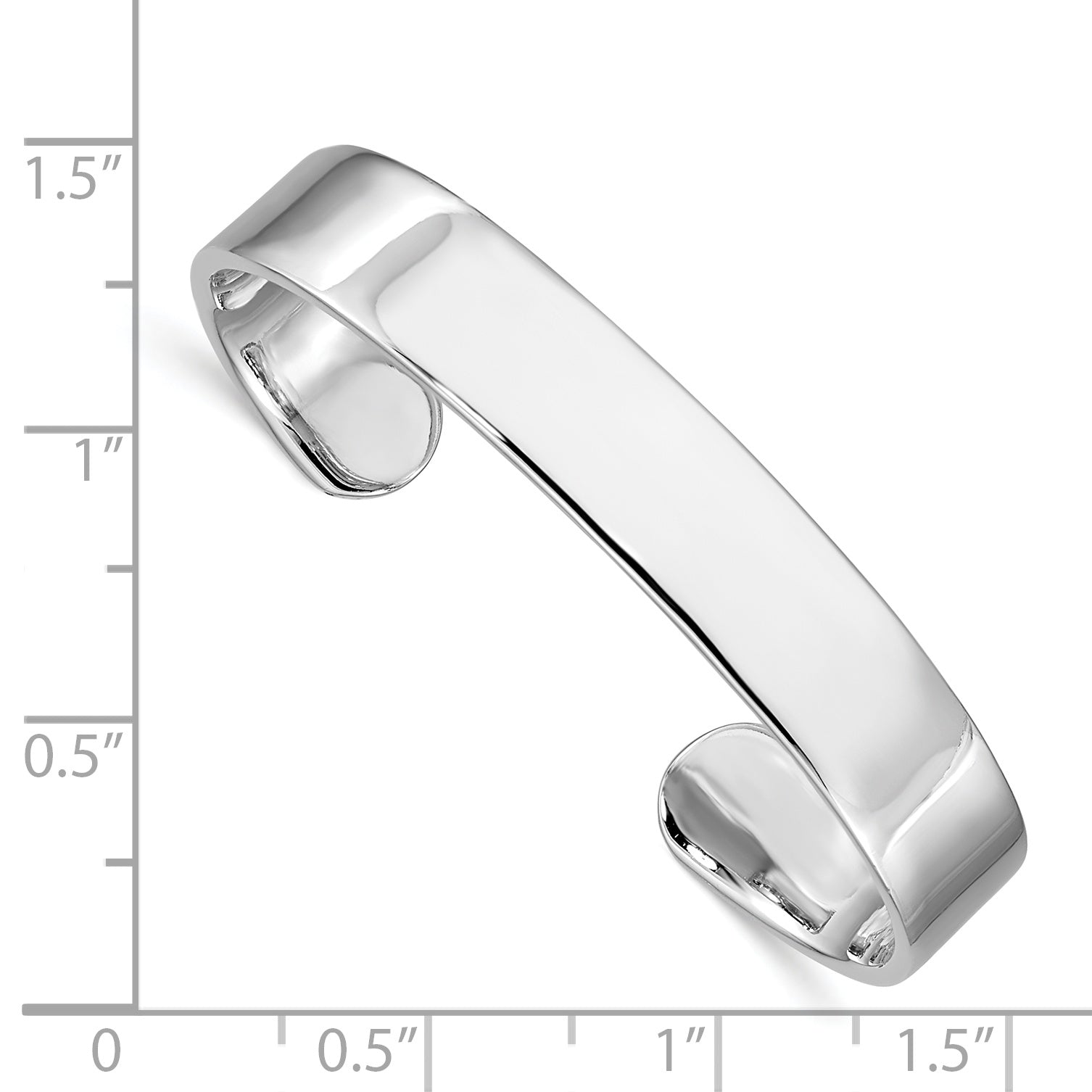 Sterling Silver Rhodium-plated Polished 8mm Children's Cuff Bangle