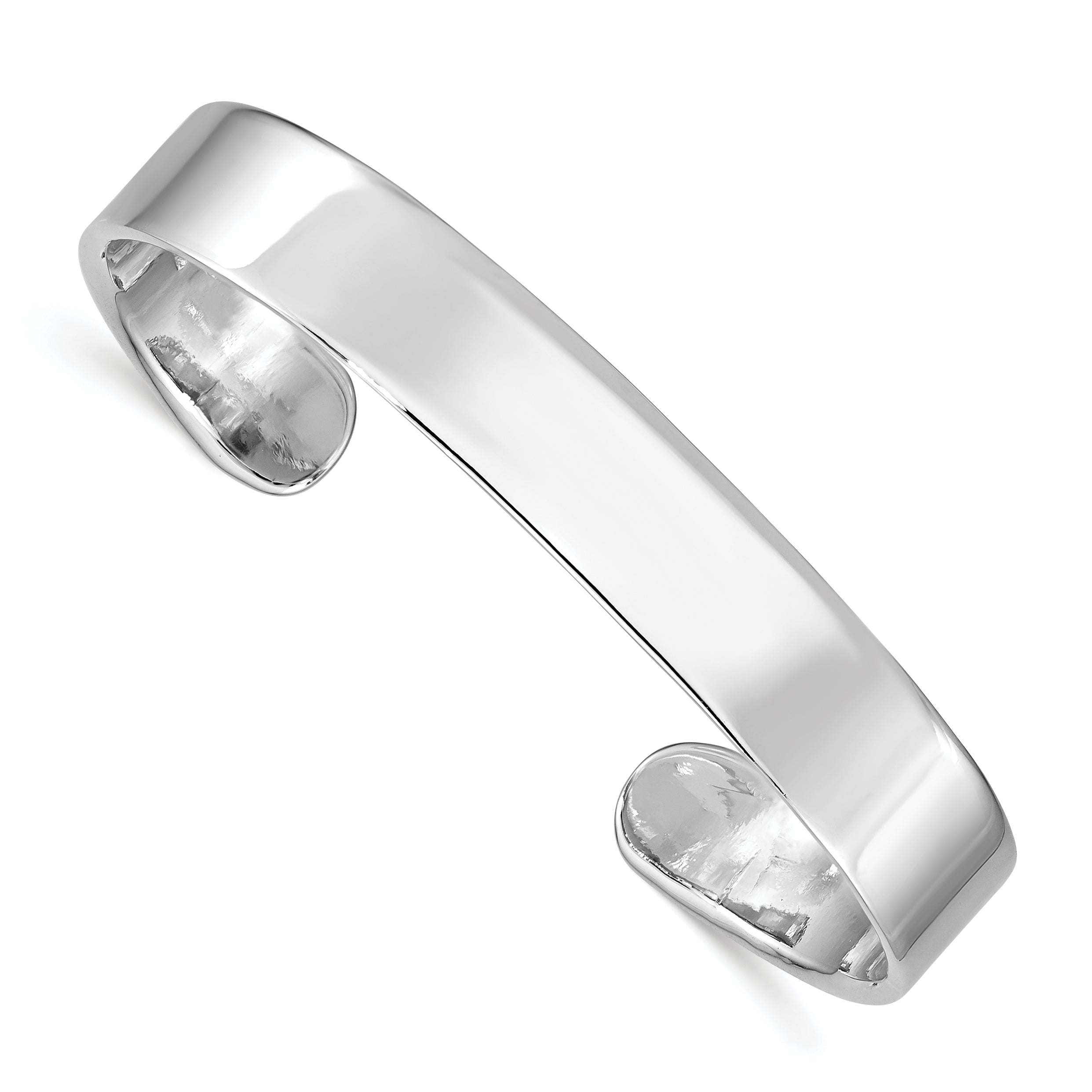 Sterling Silver Rhodium-plated Polished 8mm Children's Cuff Bangle