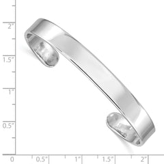 Sterling Silver Rhodium-plated Polished 8mm Children's Cuff Bangle