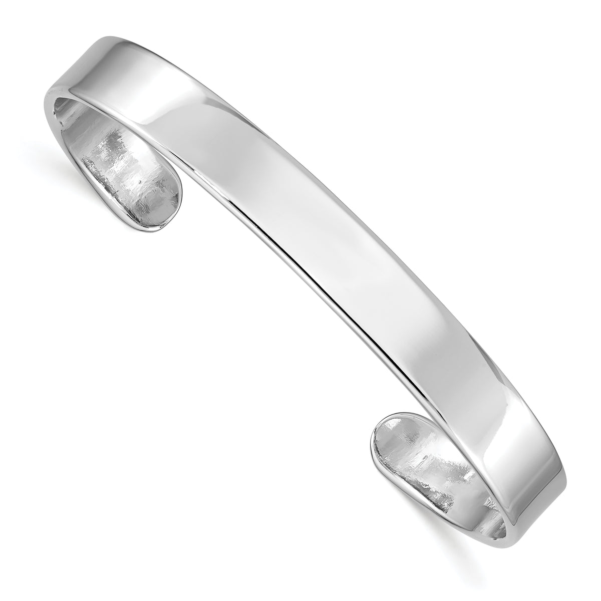 Sterling Silver Rhodium-plated Polished 8mm Children's Cuff Bangle