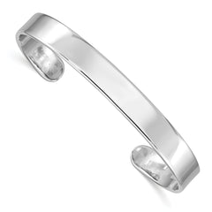 Sterling Silver Rhodium-plated Polished 8mm Children's Cuff Bangle