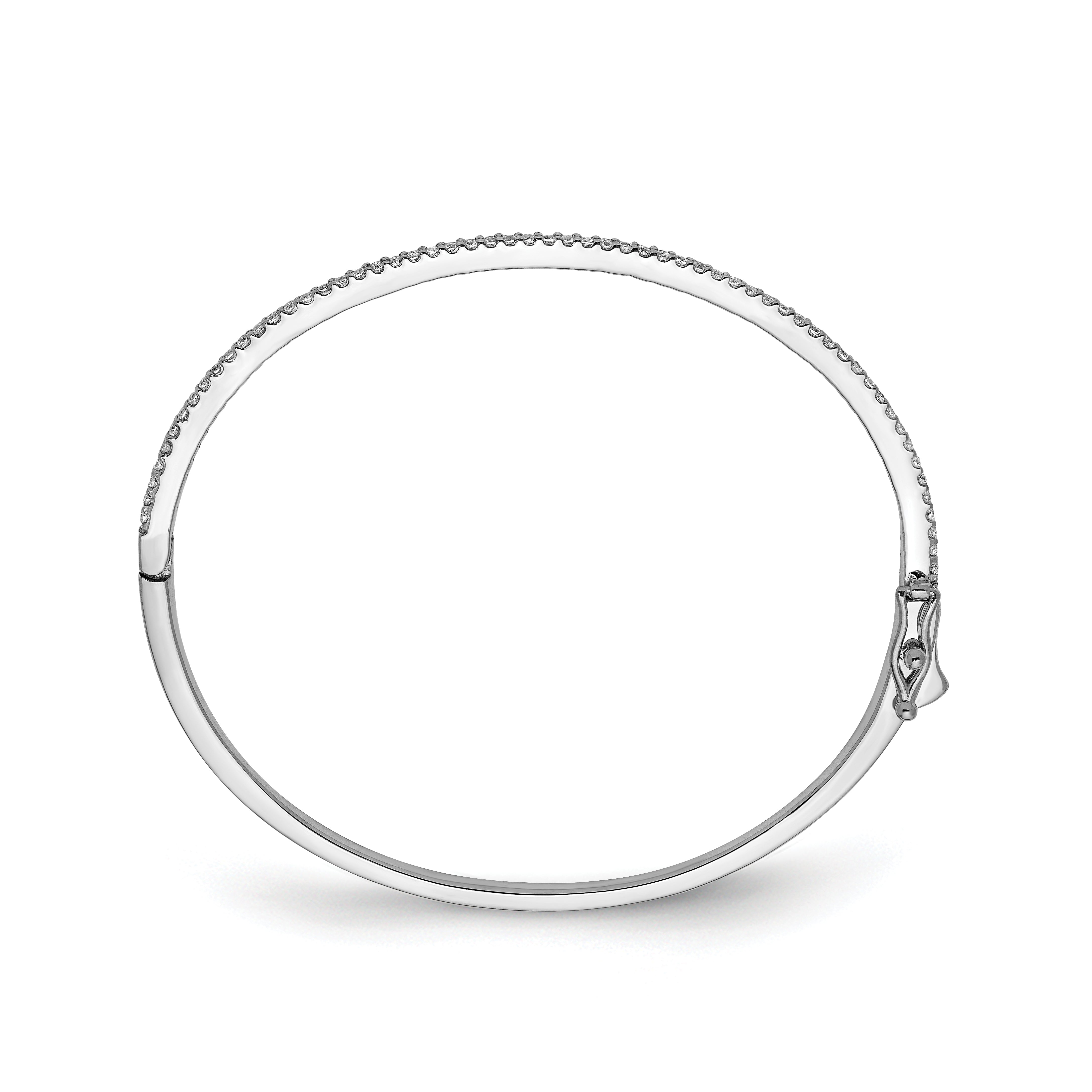 Sterling Shimmer Sterling Silver Rhodium-plated 62 Stone CZ Hinged Bangle Bracelet