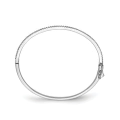 Sterling Shimmer Sterling Silver Rhodium-plated 62 Stone CZ Hinged Bangle Bracelet