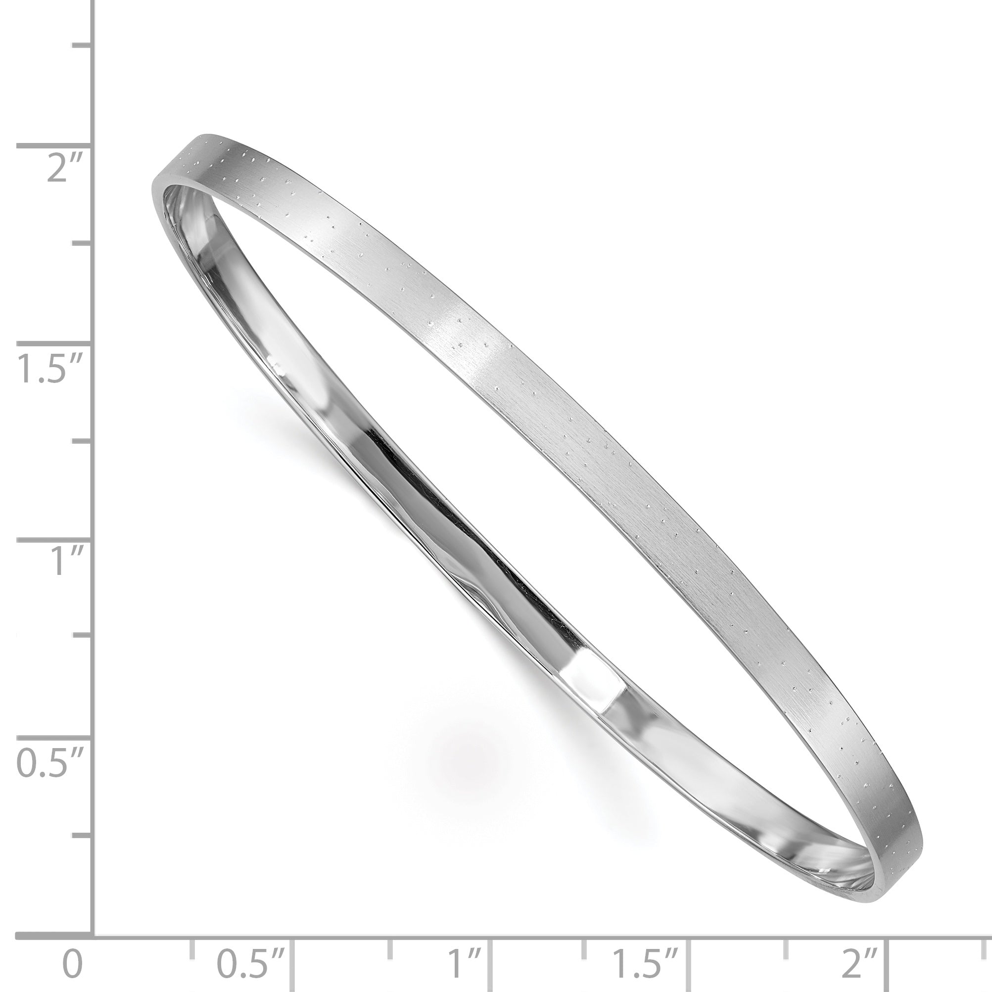 Sterling Silver Rhodium-plated 4.00mm Satin Slip-on Bangle