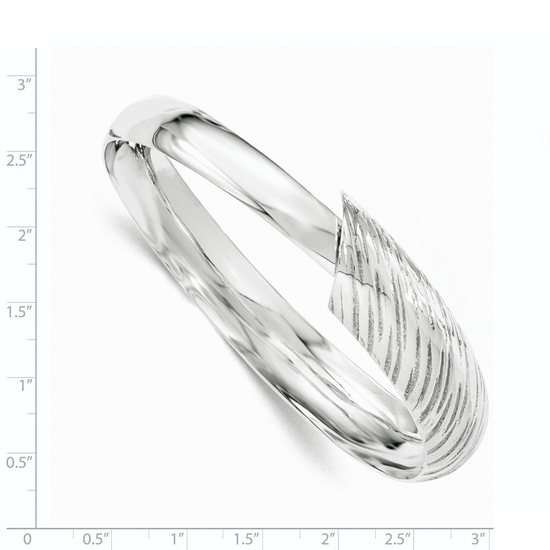 Sterling Silver Polished & Pattern Flexible Bangle