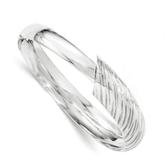 Sterling Silver Polished & Pattern Flexible Bangle