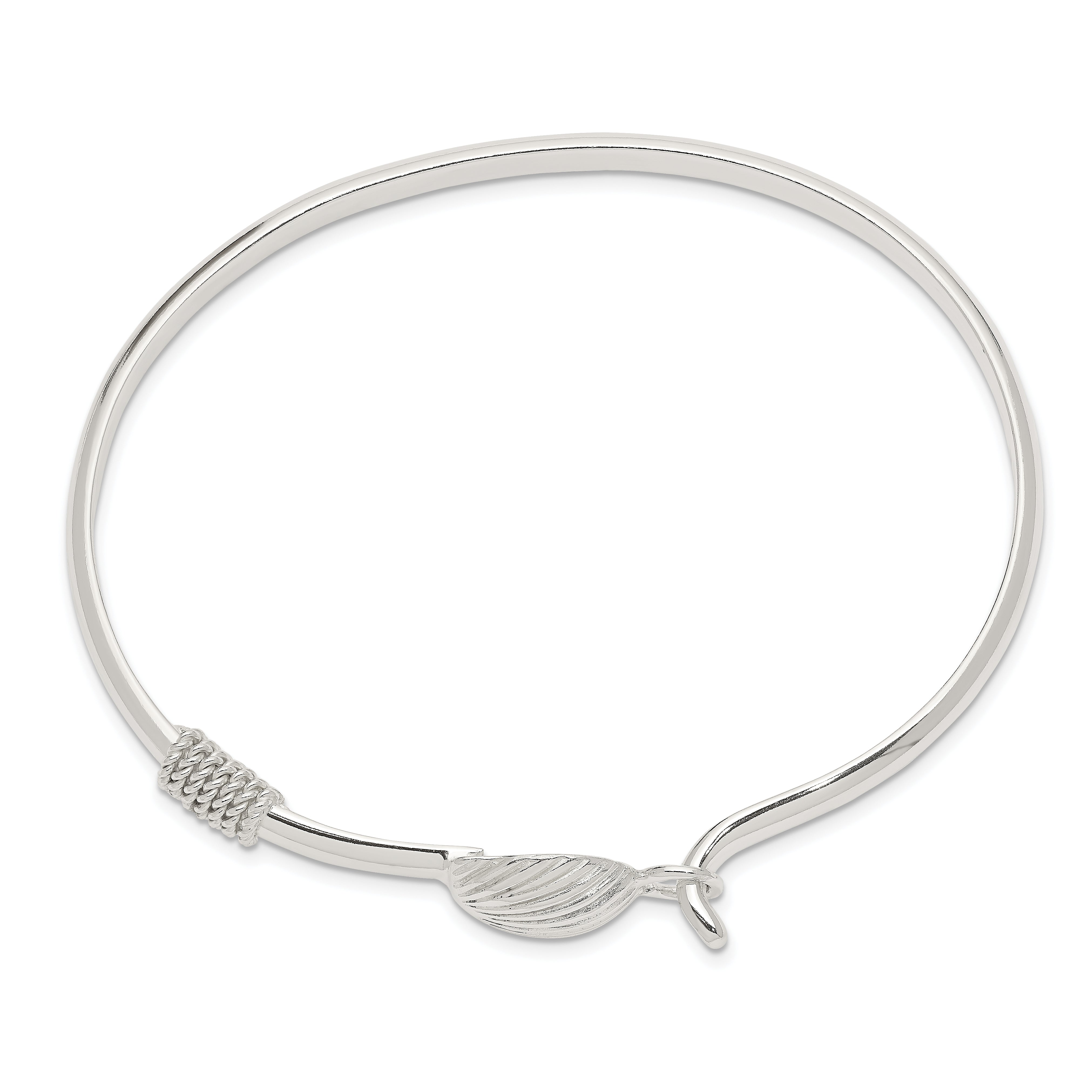 Sterling Silver Polished Shell Bangle