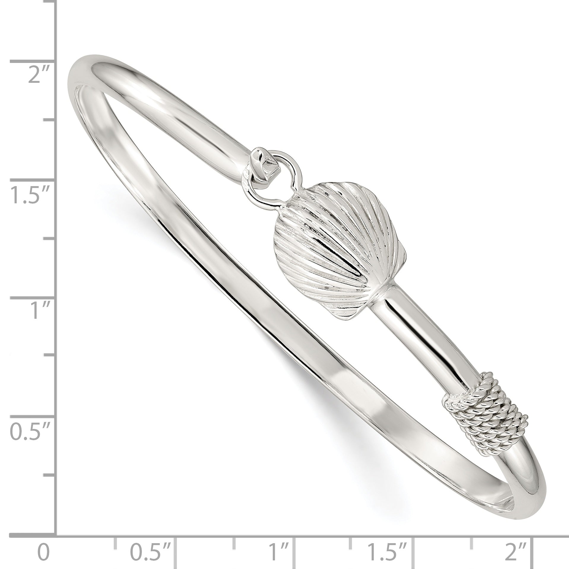 Sterling Silver Polished Shell Bangle