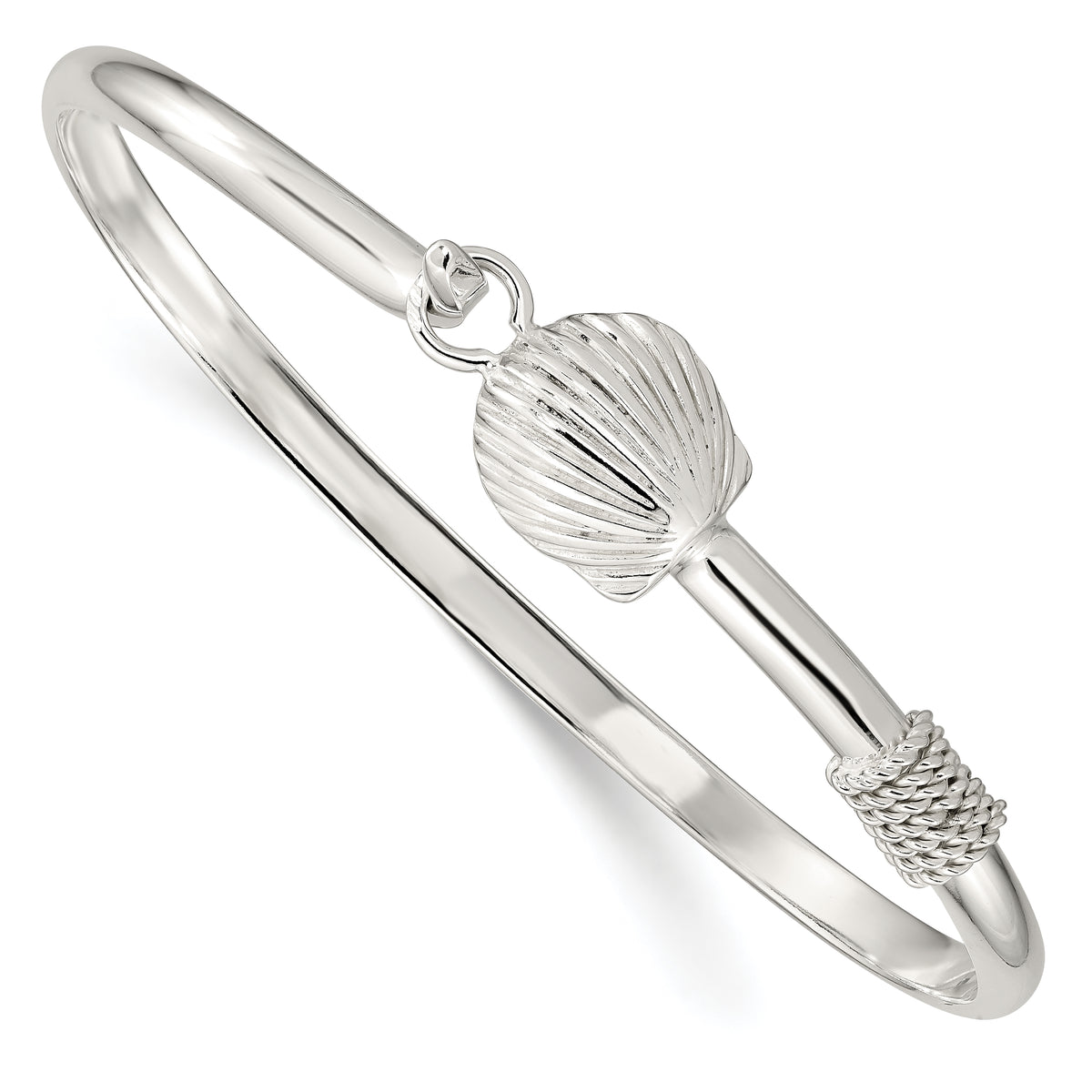 Sterling Silver Polished Shell Bangle