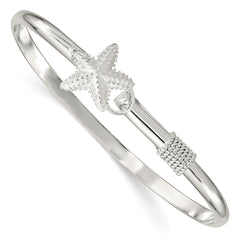 Sterling Silver Polished and Textured Starfish Bangle