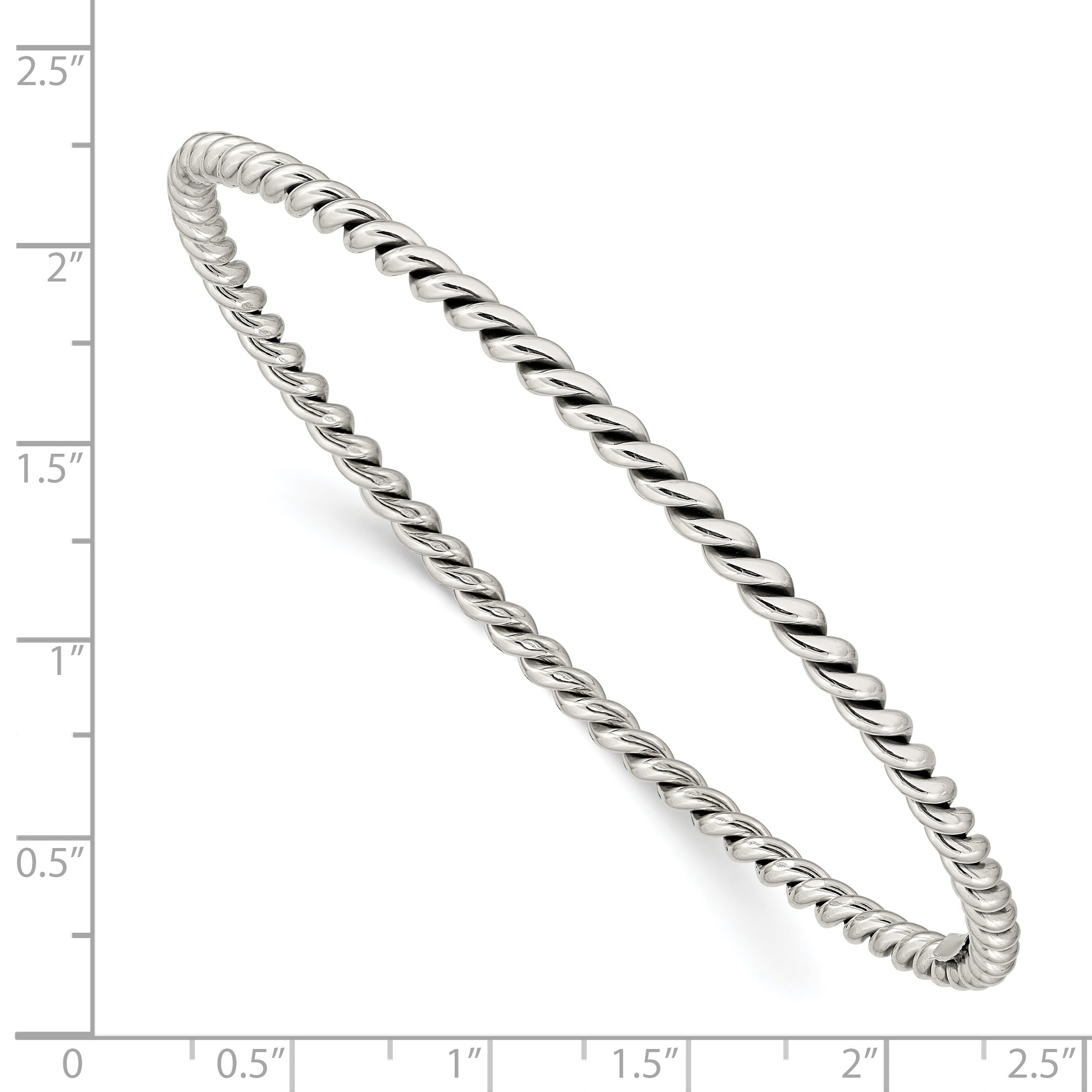 Sterling Silver Antiqued 3mm Twisted Slip-on Bangle