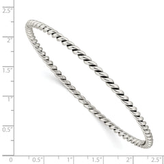 Sterling Silver Antiqued 3mm Twisted Slip-on Bangle