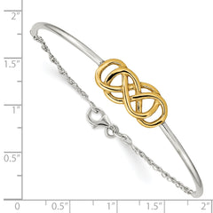 Sterling Silver Flash Gold Double Infinity Symbol Bangle Bracelet