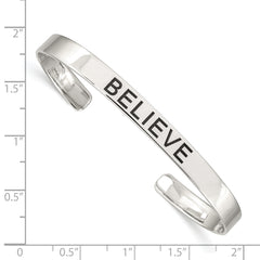 Sterling Silver Believe Antiqued Cuff Bangle