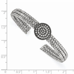 Sterling Silver Black Rhodium-plated 3-strand Beaded Swarovski Crystal Cuff