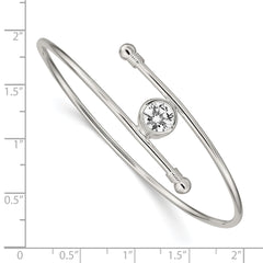 Sterling Silver Polished CZ Bangle