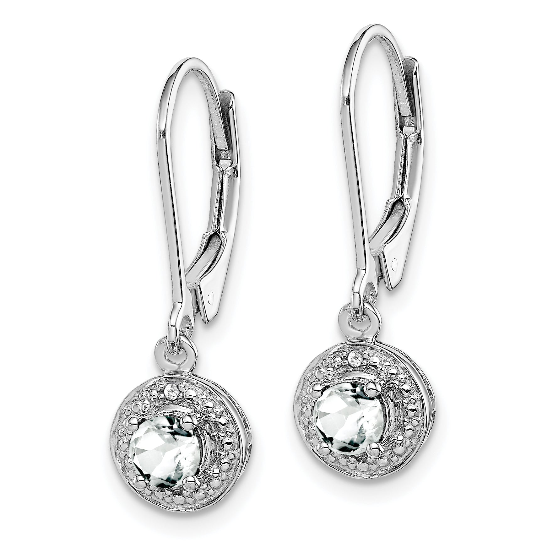 925 Sterling Silver Rhodium-Plated White Topaz & Diamond Drop Earrings for Women