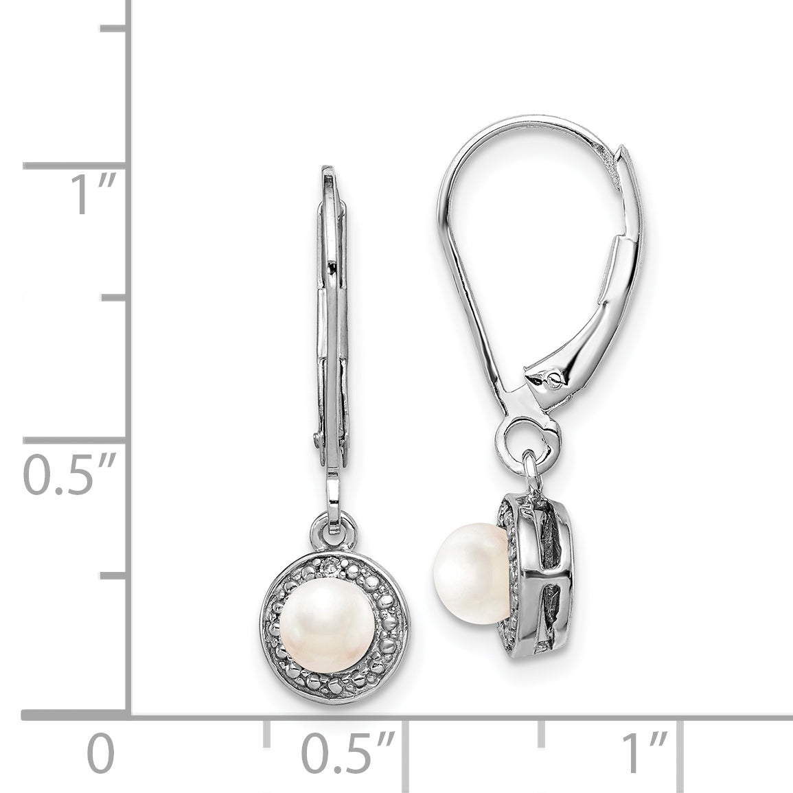 Sophia Jewelers Sterling Silver Rhodium-Plated Pearl & Diamond Drop Earrings Elegant & Polished