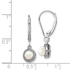 Sophia Jewelers Sterling Silver Rhodium-Plated Pearl & Diamond Drop Earrings Elegant & Polished