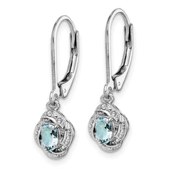 Sterling Silver Aquamarine & Diamond Drop Earrings with Rhodium Finish Elegant Leverback