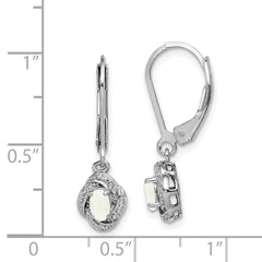 Sophia Jewelers Sterling Silver Opal & Diamond Drop Earrings with Rhodium Finish