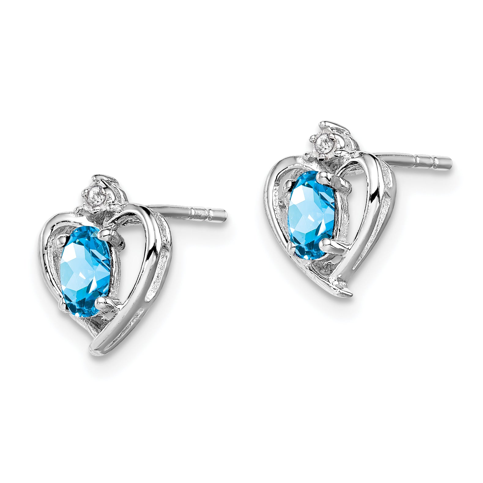 Sophia Jewelers 925 Sterling Silver Swiss Blue Topaz & Diamond Earrings with Rhodium Plating