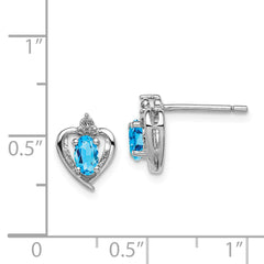 Sophia Jewelers 925 Sterling Silver Swiss Blue Topaz & Diamond Earrings with Rhodium Plating